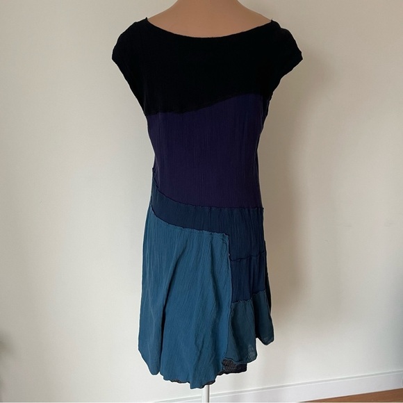 Anthropologie Sir Sir by Correll Correll Blue Cotton Gauze Layered Dress Size S - Picture 5 of 10